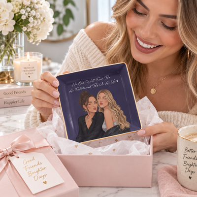 Custom Photo to Art Jewelry Dish, Thoughtful Thank You Gift for Best Friends - Personalized Keepsake Tray