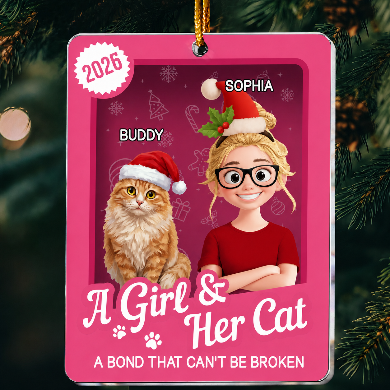 A Girl & Her Cats Has Unbreakable Bond Toy Box - Personalized Acrylic Ornament
