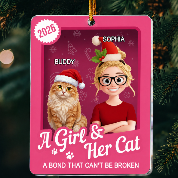 A Girl & Her Cats Has Unbreakable Bond Toy Box - Personalized Acrylic Ornament