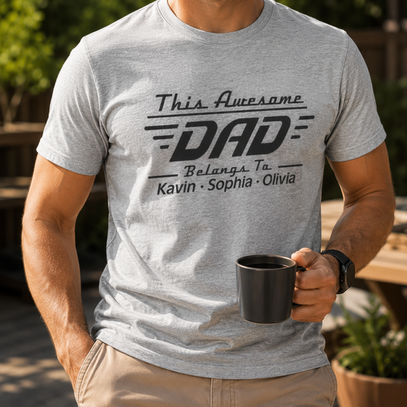 This Awesome Belongs To Dad- Personalized T-shirt - Father's Day Gifts For Dad, Grandpa, Family