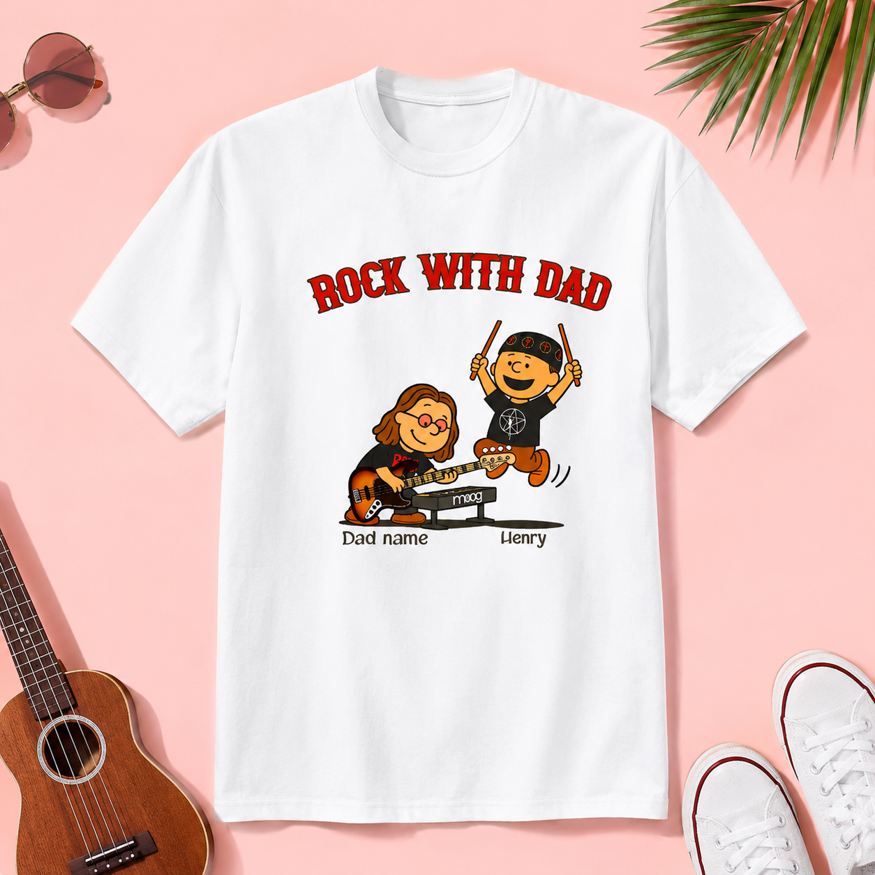 Rock With Dad Personalized Shirt - Funny Custom Name Gift For Dad, Grandpa