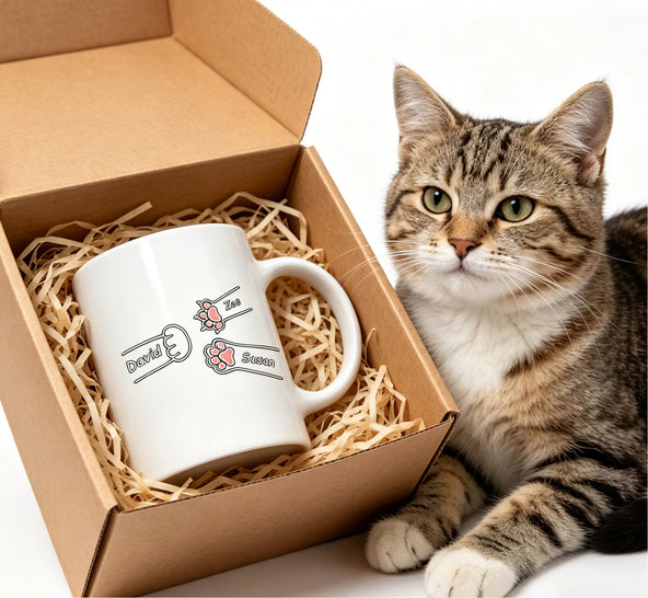 Cat Paws Personalized Name Mug - Funny Family Gift - Gift For Cat Lovers