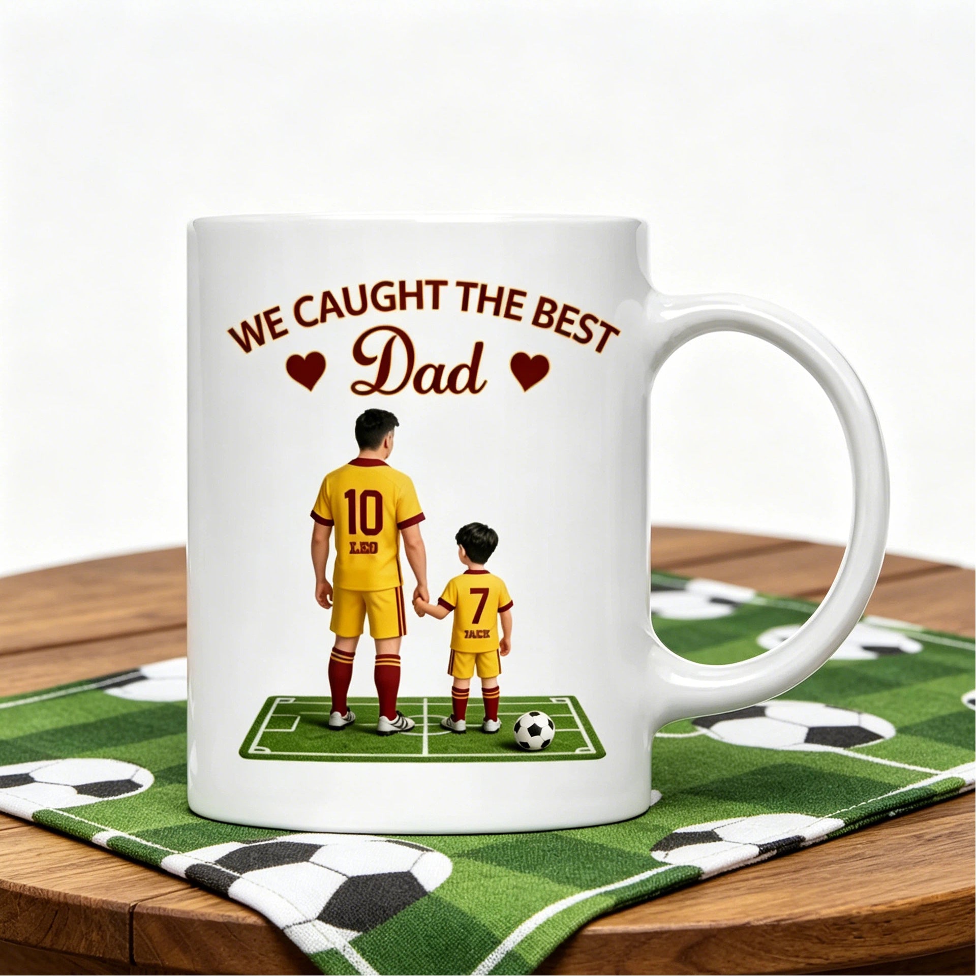 We Caught The Best Dad Personalized Soccer Mug – Funny Father’s Day Gift