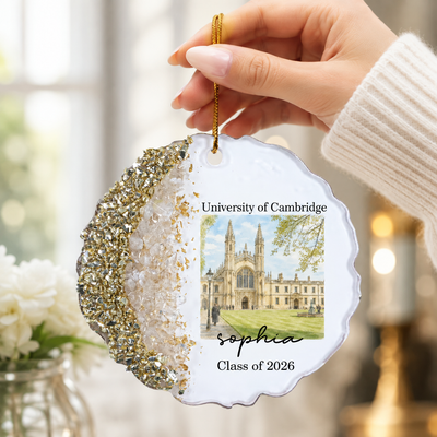 Custom College Photo Keepsake Graduation Gift - Personalized Resin Ornament