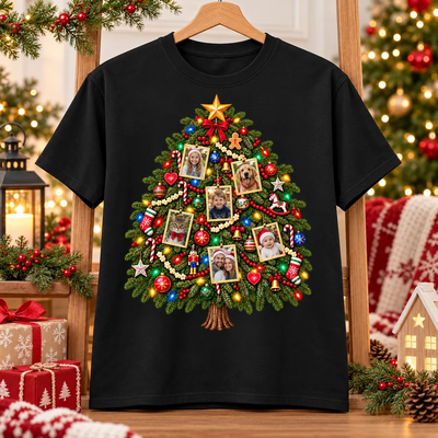 Personalized Family Photo Christmas Sweatshirt – Custom Christmas Tree Design, Holiday Gift for Family