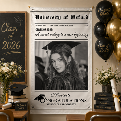 Class Of 2026 - Graduation Party Gifts Childhood Photo Theme - Personalized Banner