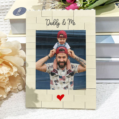 Father's Day Gifts, Daddy & Me Father's Day Gift For Dad, Husband - Personalized Rectangle Building Brickow Luck We Are - Personalized Photo Rectangle Building Brick