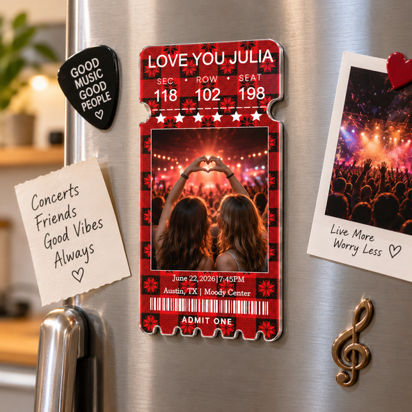 Custom Concert Ticket With Photo Music Event For Fans, Music Lovers - Personalized Magnet
