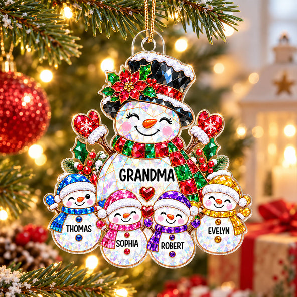 Grandma's Little Snowmen - Personalized Acrylic Ornaments - Christmas Gift For Grandma, Grandkids