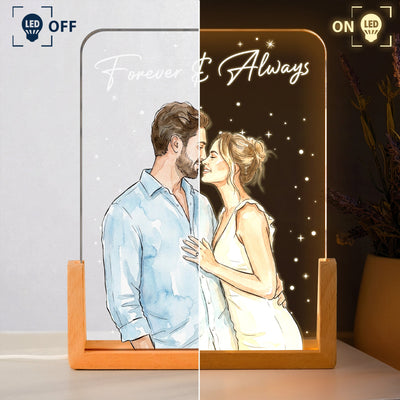 Custom Photo Watercolor Anniversary Gifts For Her - Personalized Night Light