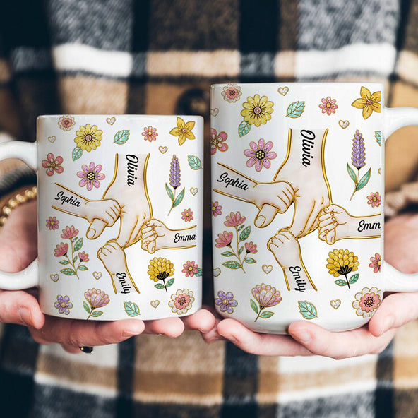 Mom Hands Holding Mother's Day Gift For Mom, Wife, Grandma - Personalized Mug