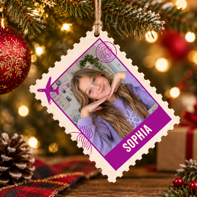 Postage Stamp Memories Family Photo - Personalized Ornament