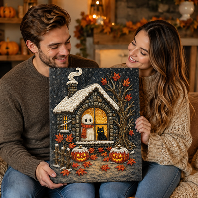 3D Pearl Art DIY Kit – Personalized Name Halloween Canvas Wall Decor for Spooky Decor & Gifts for Kids and DIY Lovers