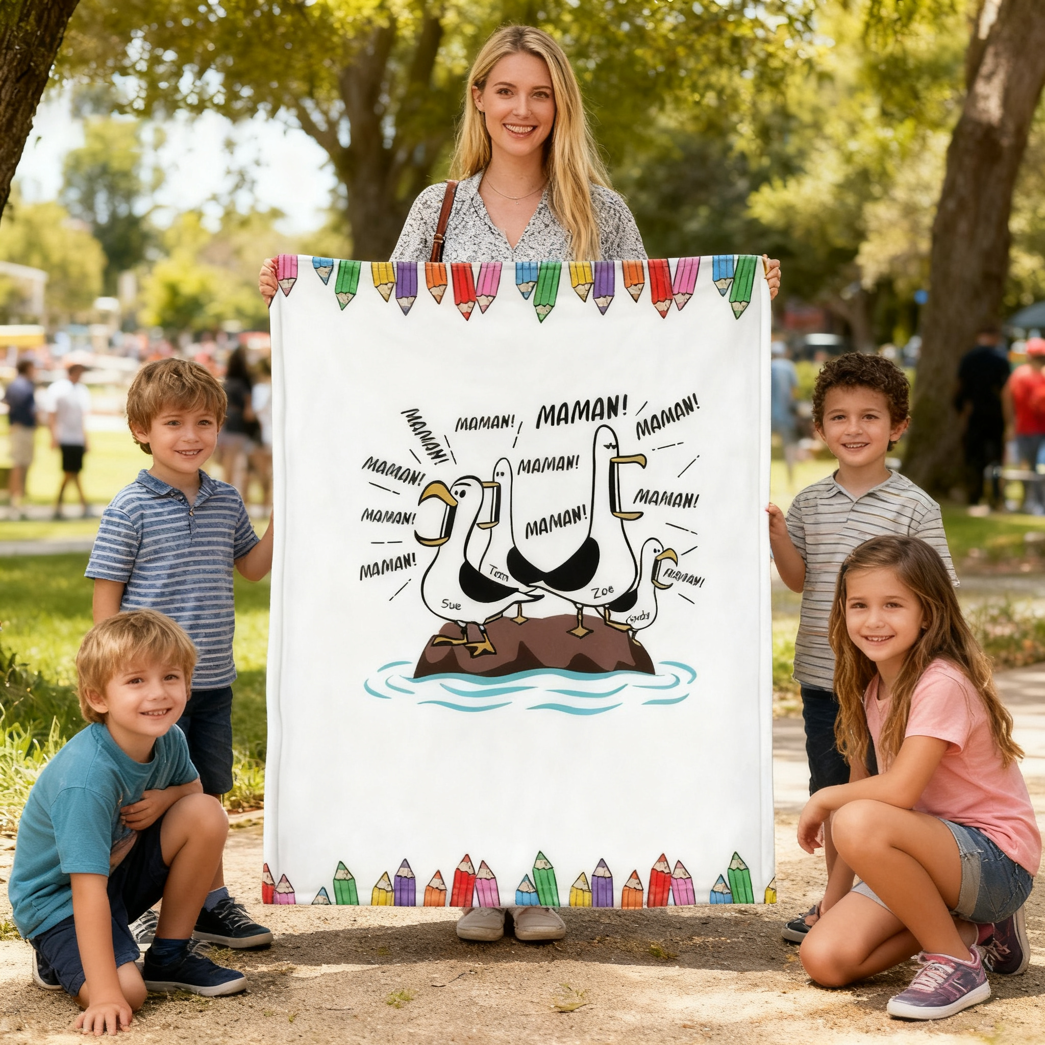 Seagull Mom Mom Mom - Personalized Fleece Blanket Funny Mother's Day Gift For Mom
