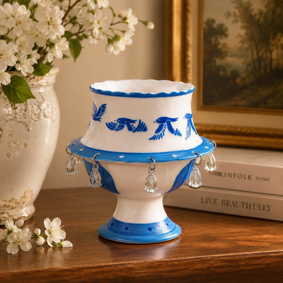 Rotating Bird Ceramic Cup Decor – Handmade Spinning Bell Tabletop Ornament for Home & Office, Gift for Family & Friends