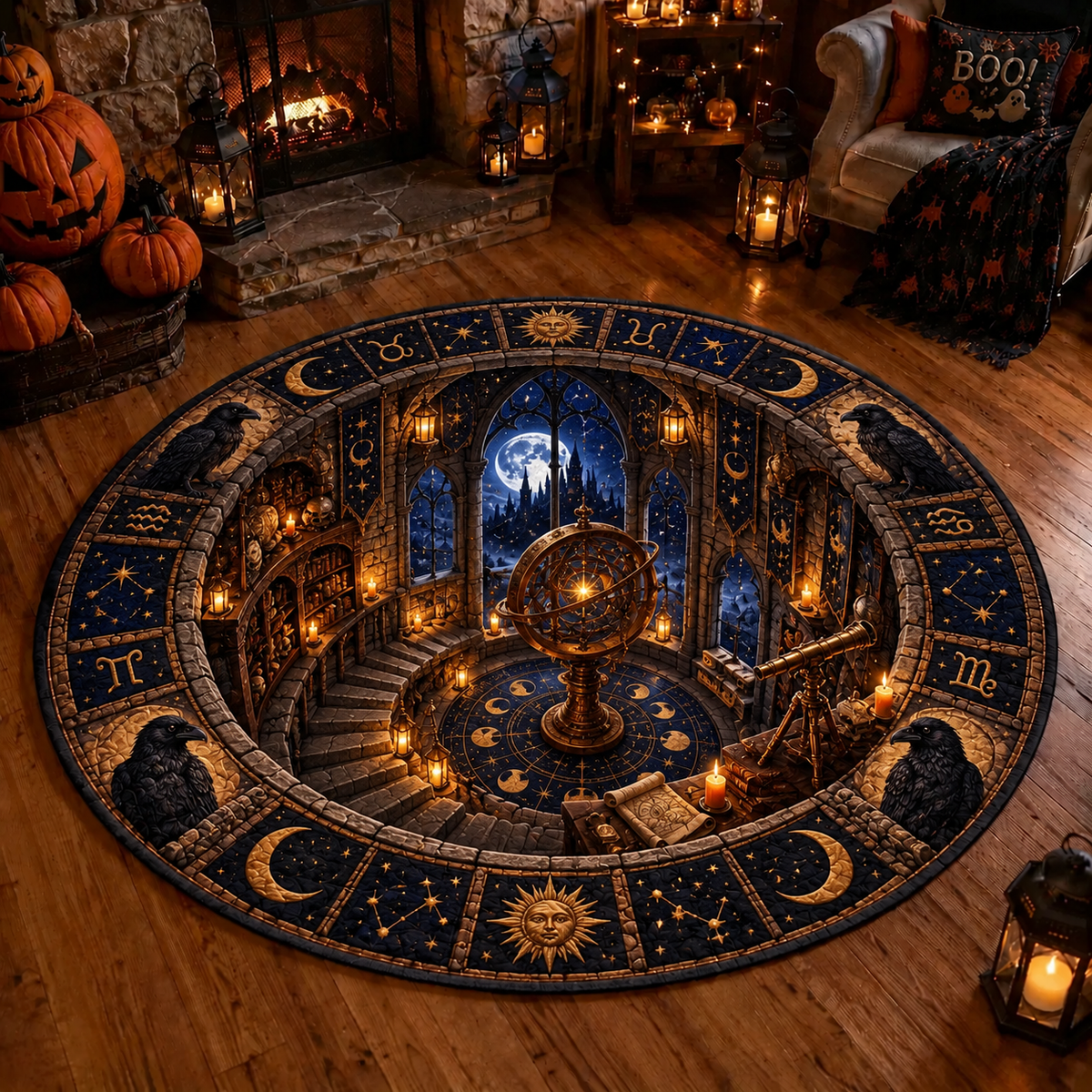 Halloween 3D Vortex Round Rug – Round Floor Mat, Optical Illusion Non-Slip Design, Halloween Home Decor Gift for Family & Party Lovers