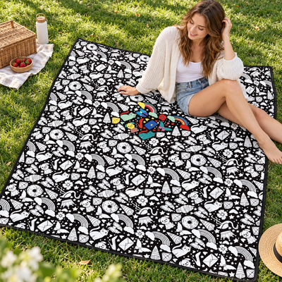DIY Drawing Blanket – Color Your Own Washable Doodle Blanket with 24 Markers, Christmas Gift for Kids & Adults