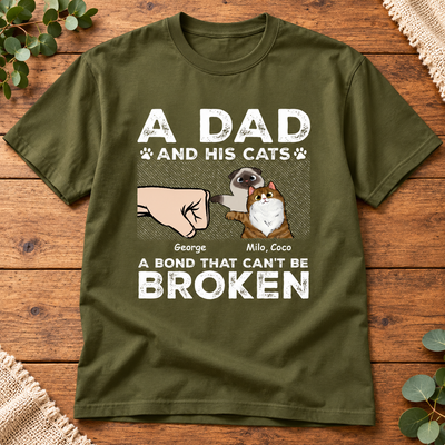 A Dad & His Cat A Bond Can't Be Broken - Personalized Shirt - Father's Day Gift For Cat Dad