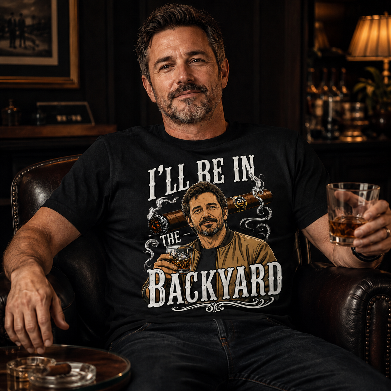 I'll Be In The Backyard - Funny Shirt For Husband, Grandpa - Dad Whiskey|Custom T-shirt