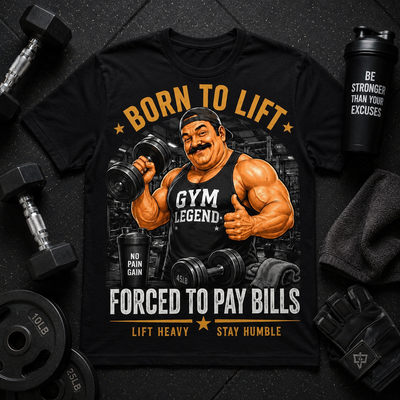 Funny Gym Dad Graphic T-shirt, Born To Lift Lift Heavy Stay Humble Bodybuilding Design Custom T-shirt, Unique Gift For Weightlifting Lovers