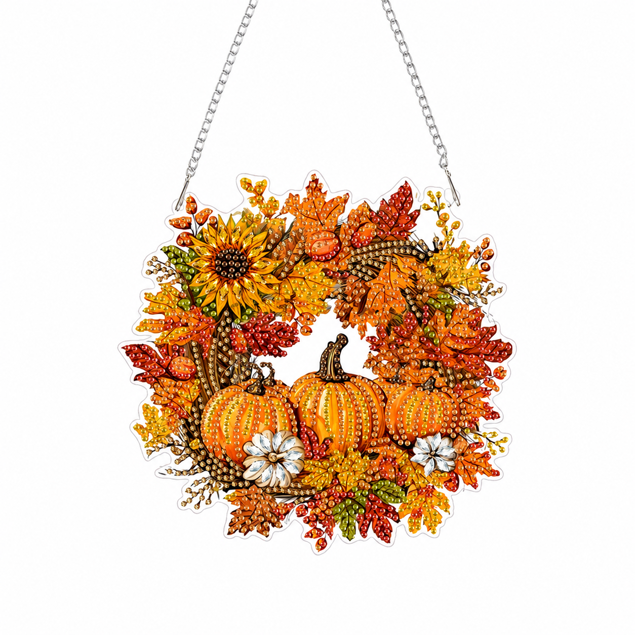 Halloween Wreath Diamond Painting DIY Kit, Acrylic Hanging Ornament for Window Home Decor