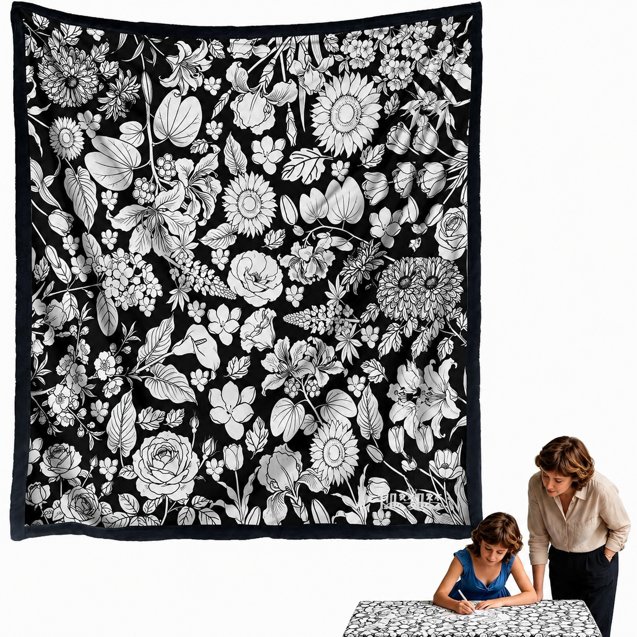 DIY Drawing Blanket with 24 Colors Markers, Doodle Your Own Blankets, Customizable Washable Paint & Play Blankets for Adults