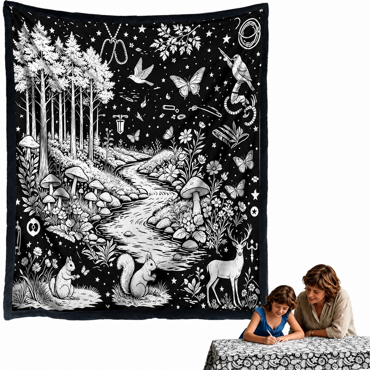 DIY Drawing Blanket with 24 Colors Markers, Doodle Your Own Blankets, Customizable Washable Paint & Play Blankets for Adults