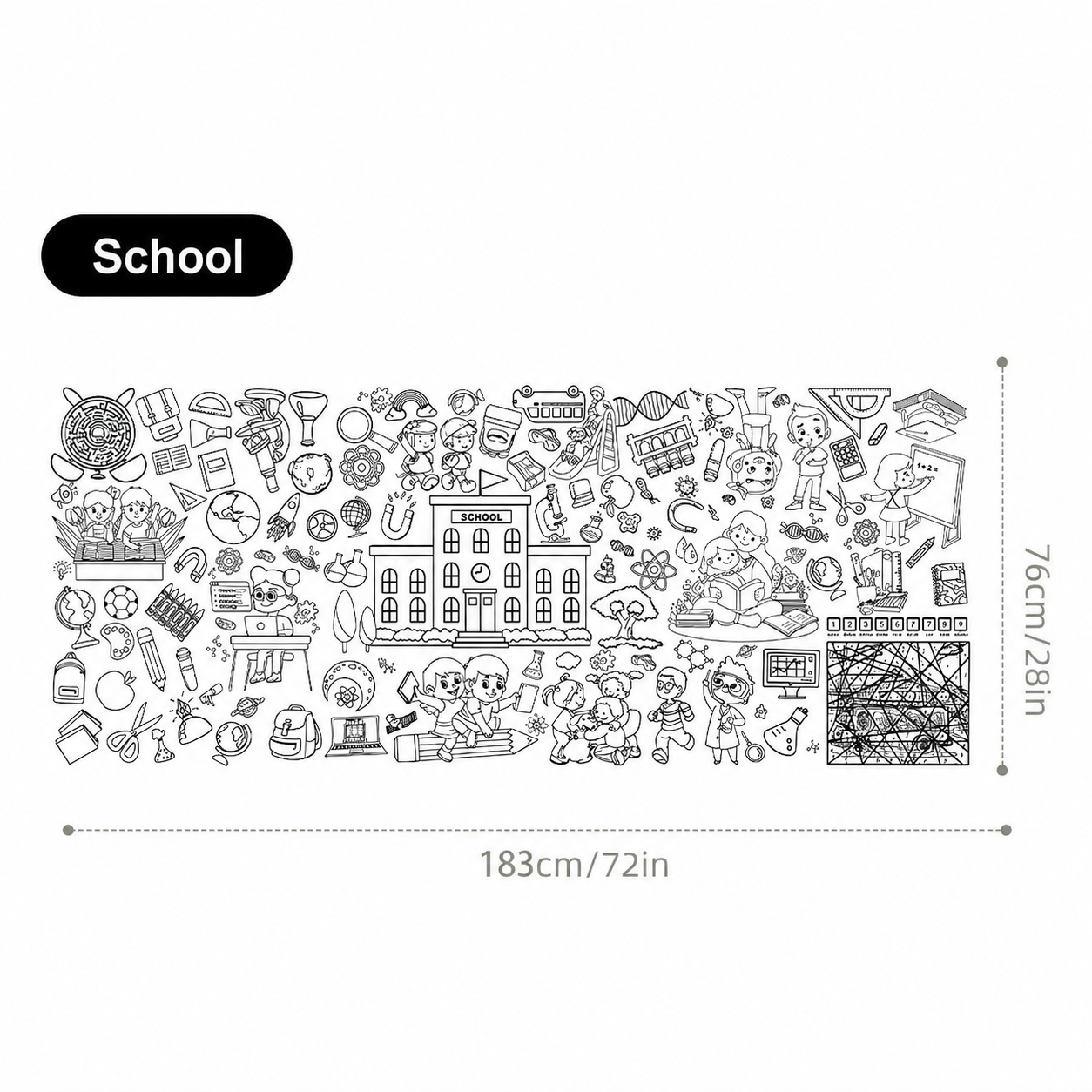 Children's Cartoon Painting Tablecloth DIY Disposable Paper Tablecloth Graffiti Tablecloth Giant Coloring Poster Wall Doodle for Boys Girls