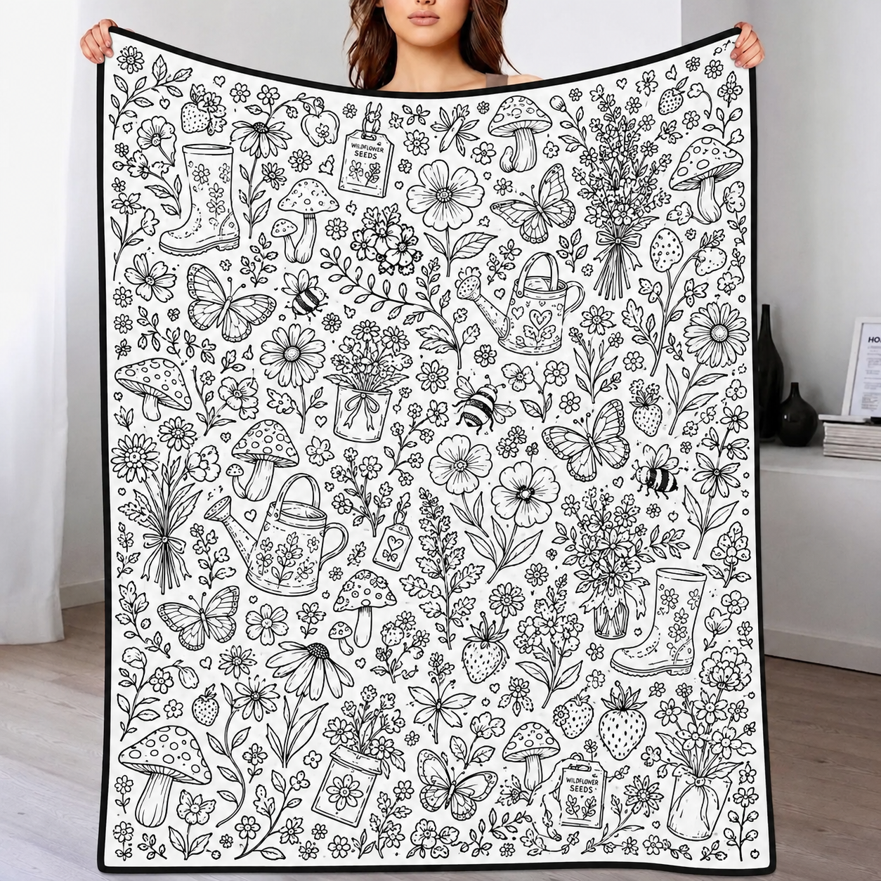 DIY Drawing Blanket with 24 Colors Markers, Doodle Your Own Blankets, Customizable Washable Paint & Play Blankets for Adults