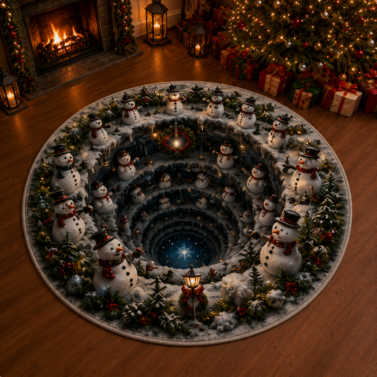 Halloween 3D Vortex Optical Illusion Round Rug, Non Slip Decorative Floor Mat, Spooky Visual Trap Design, Halloween Home Decor Gift for Family & Party Lovers