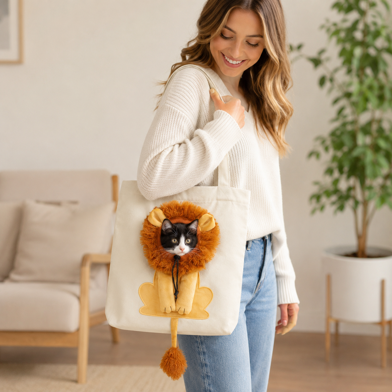 Soft Pet Carrier Bag – Lion Design Portable Travel Carrier