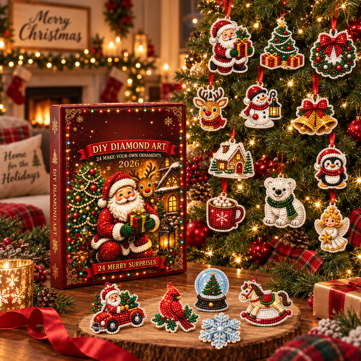Christmas DIY Ornament Kit – 24-Piece Tree Decoration Craft Set, Holiday Activity Gift for Kids & Family