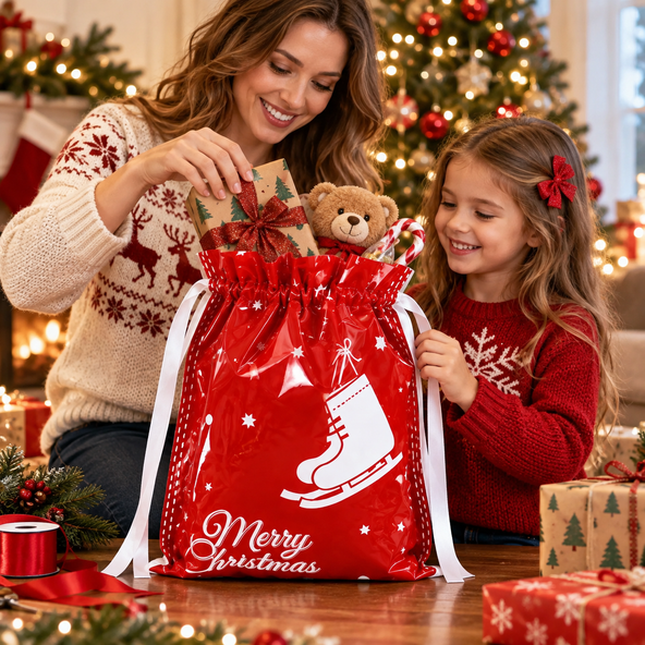 Christmas Gift Wrapping Set – Colorful Bags & Tags with Assorted Patterns, Holiday Gift Packaging for Family & Friends