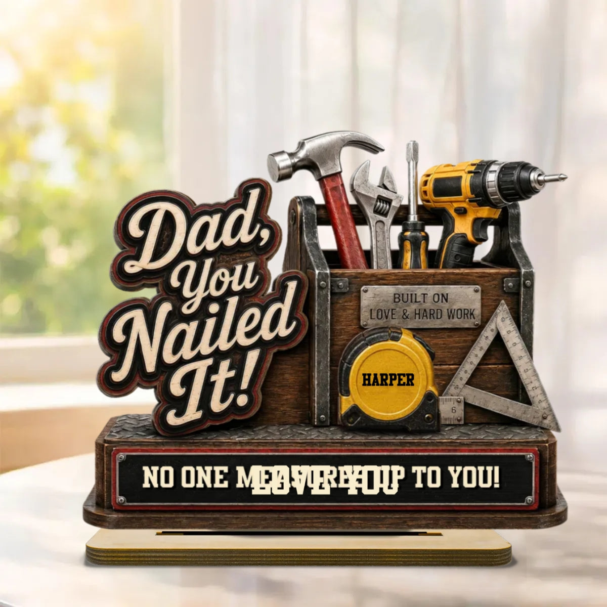 Dad You Nailed It Custom Name 2D Flat - Personalized 2-Layered Wooden Plaque - Father's Day Gift For Dad