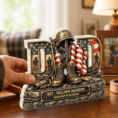 Proud American Veteran Dad - Acrylic Block Plaque - Father's Day Gift For Dad, Husband