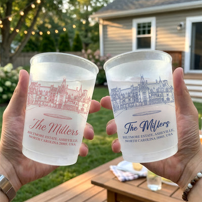 Custom Photo Wedding Venue Illustration Drawing Wedding Favors - Personalized Cups