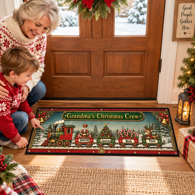 Christmas Train Family - Personalized Runner Rug