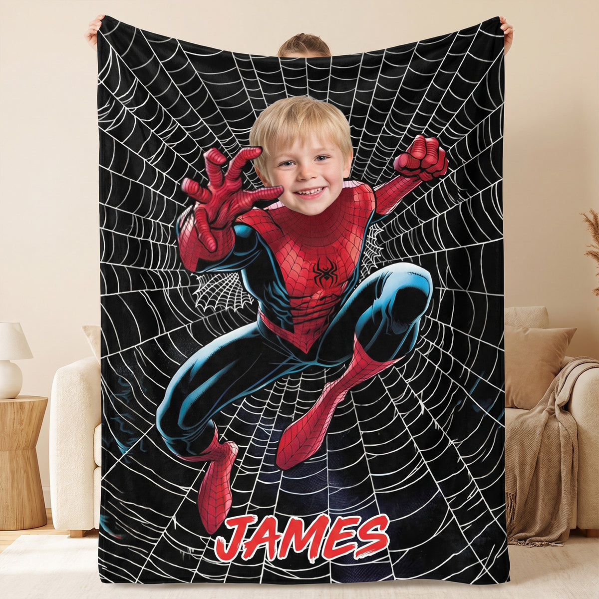 Personalized Photo Blanket – Custom Face Design Flannel Blanket, Cozy Home Decor Gift for Family