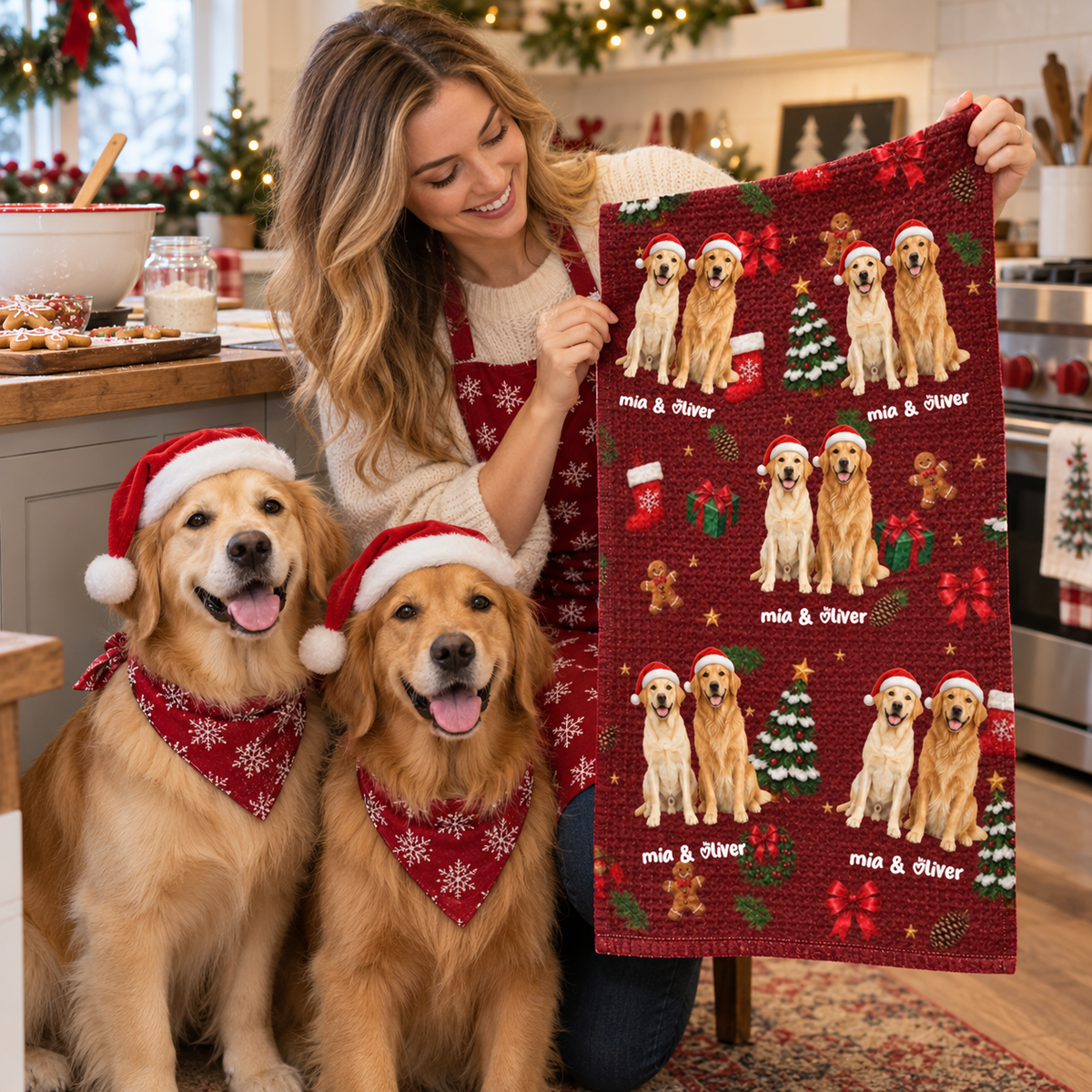 Christmas Gift For Pet Mom - Personalized Custom Photo Pet Name Festive ...