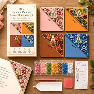 Custom Name Four Seasons Personalized Initial Diamond Painting Corner Bookmark Kit Gift For Besties