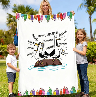 Seagull Mom Mom Mom - Personalized Fleece Blanket Funny Mother's Day Gift For Mom