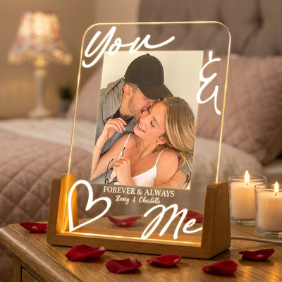 You & Me Forever & Always Annviersary Gift For Her, Him - Personalized Night Light