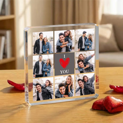I Love You in Each Moment - Personalized 8 Photos Collage Square Acrylic Plaque Valentine's Day Anniversary Gift