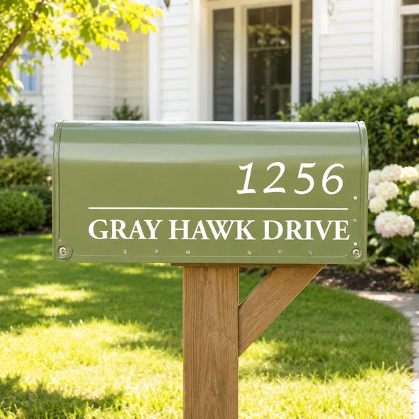 Personalized Mailbox Address Decal – Custom House Number and Street Name Vinyl Sticker Gift