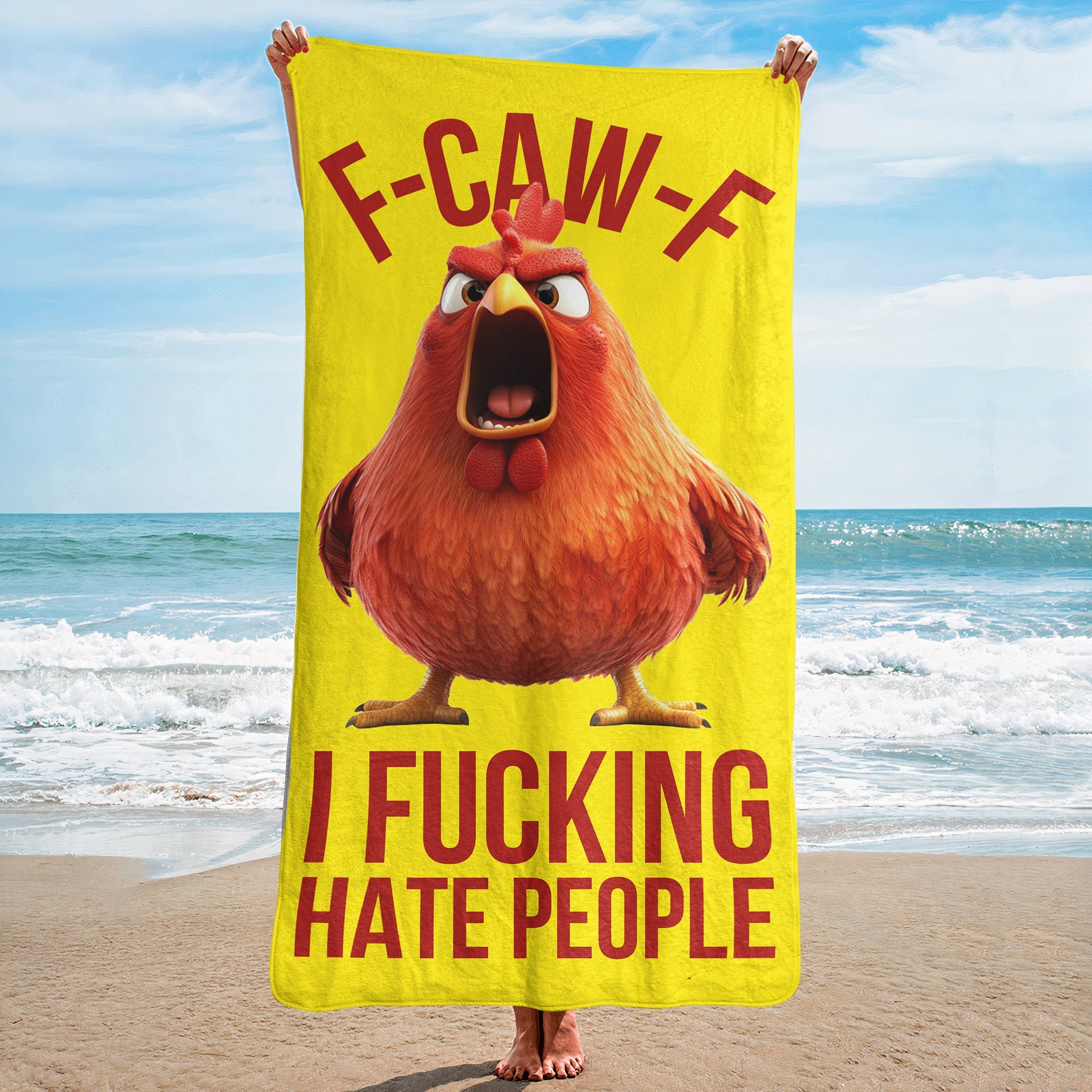 F-Caw-F I F*cking Hate People - Personalized Beach Towel 5K+ bought in past month