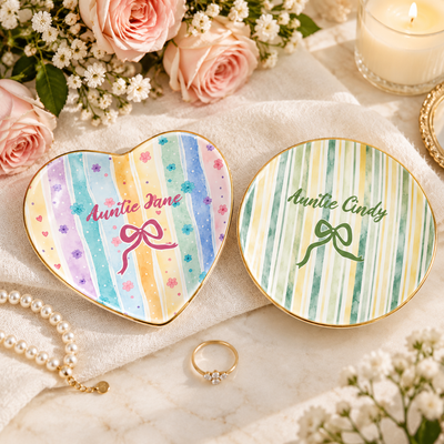 Personalized Ring Dish, Custom Name Ceramic Jewelry Tray, Pregnancy Announcement Gift for Auntie, New Aunt Gift