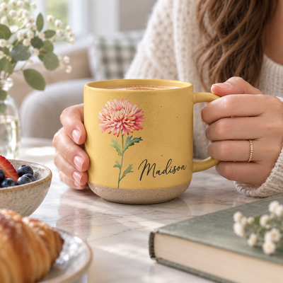 Custom Birth Month Flower With Name Keepsake Mug, Unique Birthday Present For Women, Friends Sister Coworker - Personalized Mug