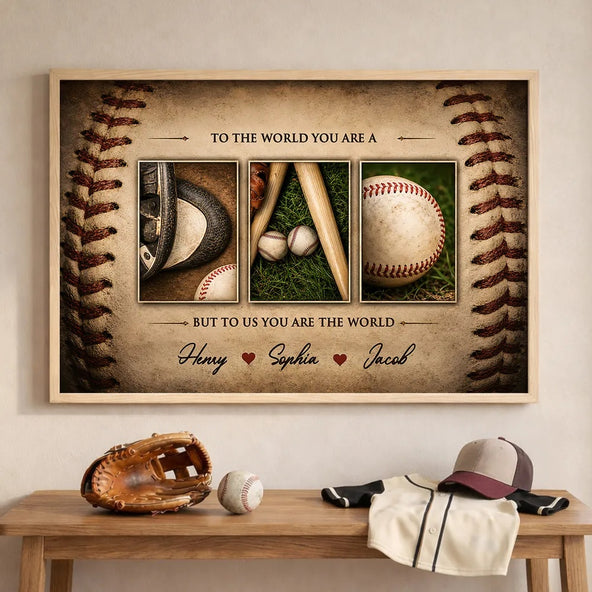 Baseball Dad to Us You Are the World - Personalized Poster - Father's Day Gift for Dad, Husbandopy of Proud Nation Flag We Caught The Best Dad Baseball - Personalized Poster - Father's Day Gift For Dad