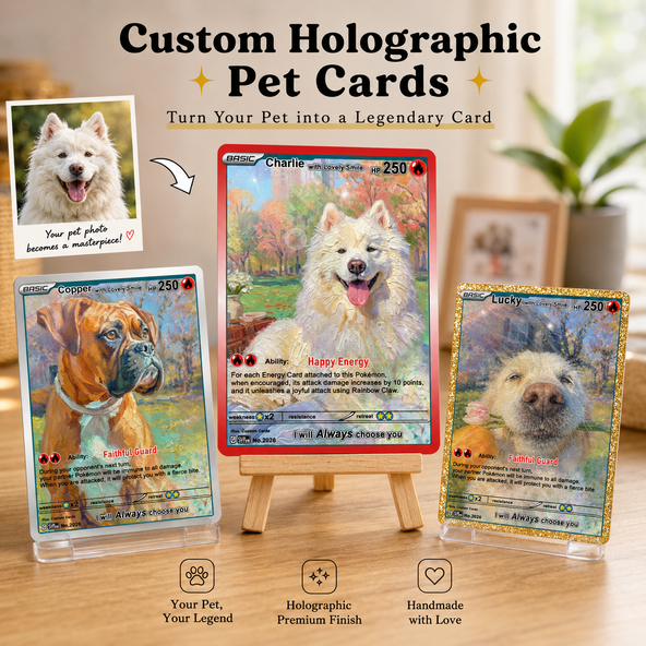Custom Pokemon Card | Personalized Oil Painting Pet Portrait Trading Card Keepsake