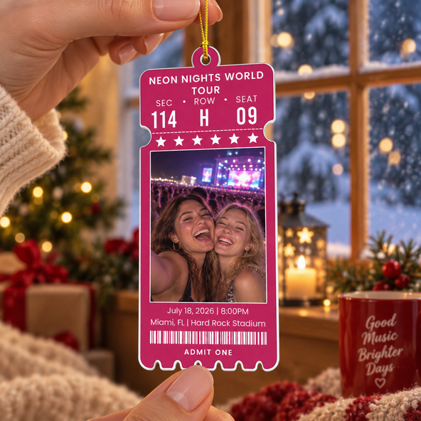 Custom Photo Concert Ticket Keepsake, Music Fan Memory Gift - Personalized Ornament